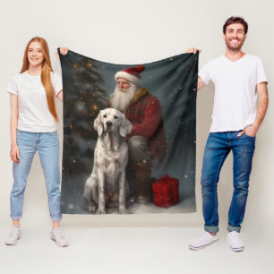 Engelse setter met sinterklaas feestelijke kerst fleece deken