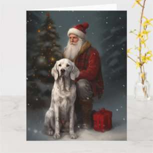 Engelse setter met sinterklaas feestelijke kerst kaart