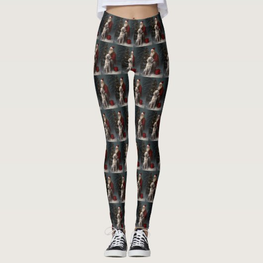 Engelse setter met sinterklaas feestelijke kerst leggings (Voorkant)