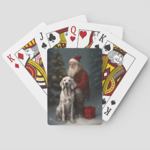 Engelse setter met sinterklaas feestelijke kerst pokerkaarten
