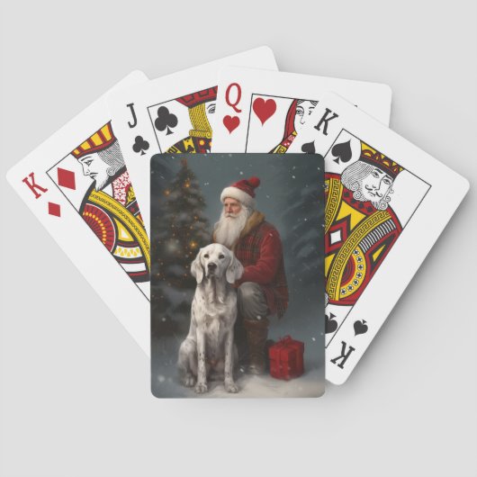 Engelse setter met sinterklaas feestelijke kerst pokerkaarten (Achterkant)