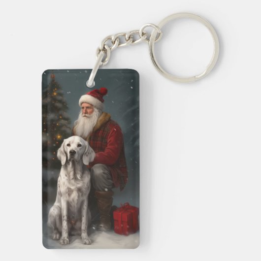 Engelse setter met sinterklaas feestelijke kerst sleutelhanger (achterkant)