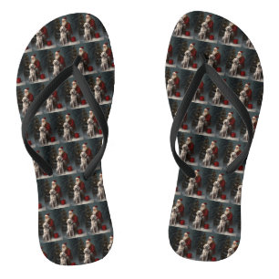 Engelse setter met sinterklaas feestelijke kerst teenslippers