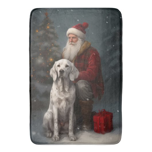 Engelse Setter Met Sinterklaas Festive Kerstmis Badmat (Voorkant Verticaal)