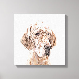 Engelse Setter Oranje Belton Painting Dog Art Canvas Afdruk