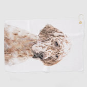 Engelse Setter Oranje Belton Painting Dog Art Golfhanddoek (Horizontaal)
