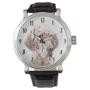 Engelse Setter Oranje Belton Painting Dog Art Horloge