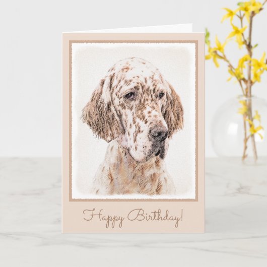 Engelse Setter Oranje Belton Painting Dog Art Kaart (Gele Bloem)