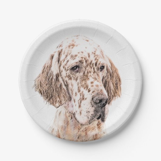 Engelse Setter Oranje Belton Painting Dog Art Papieren Bordje (Voorkant)