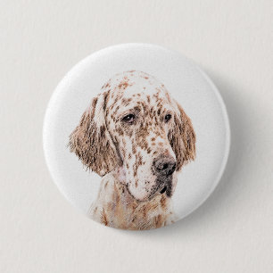 Engelse Setter Oranje Belton Painting Dog Art Ronde Button 5,7 Cm