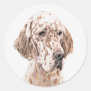 Engelse Setter Oranje Belton Painting Dog Art Ronde Sticker