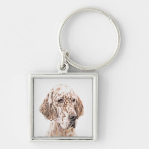 Engelse Setter Oranje Belton Painting Dog Art Sleutelhanger