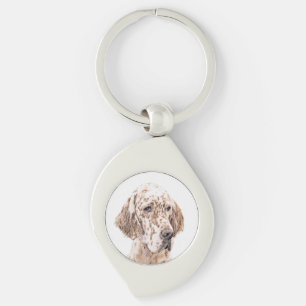 Engelse Setter Oranje Belton Painting Dog Art Sleutelhanger