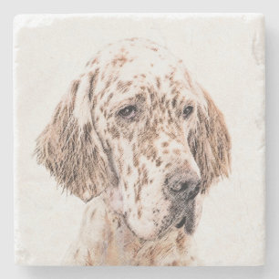 Engelse Setter Oranje Belton Painting Dog Art Stenen Onderzetter