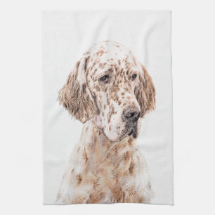 Engelse Setter Oranje Belton Painting Dog Art Theedoek