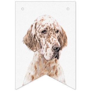 Engelse Setter Oranje Belton Painting Dog Art Vlaggetjes