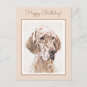 Engelse Setter Oranje Belton Schilderij Hond Kunst Briefkaart