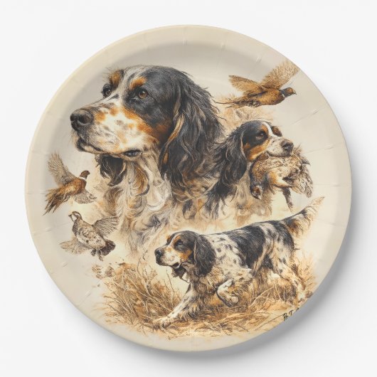Engelse Setter  Papieren Bordje (Voorkant)