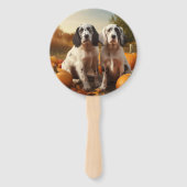 Engelse Setter Puppy Herfst Delight Pompoen Handwaaier (Voorkant)