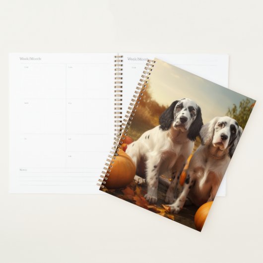 Engelse Setter Puppy Herfst Delight Pompoen Planner (Display)