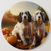 Engelse Setter Puppy Herfst Delight Pompoen Ronde Button 6,0 Cm (Voorkant)