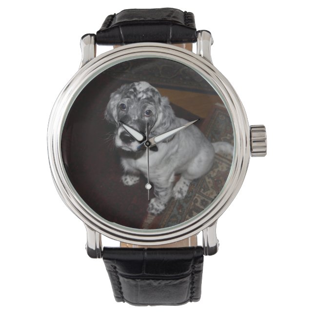 Engelse Setter Puppy Horloge (Voorkant)