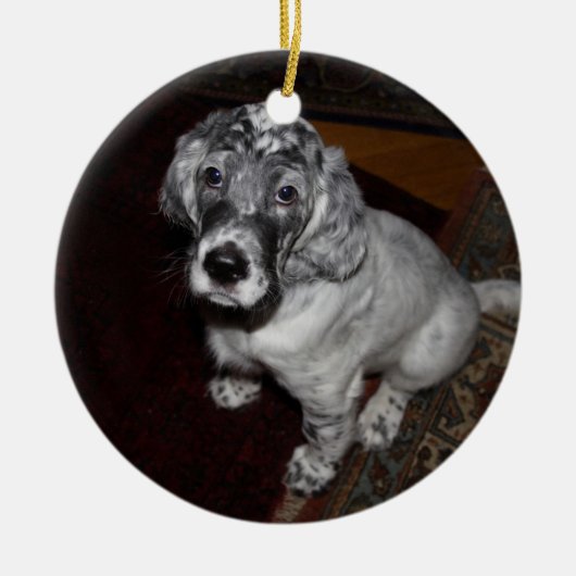 Engelse Setter Puppy Keramisch Ornament (Voorkant)