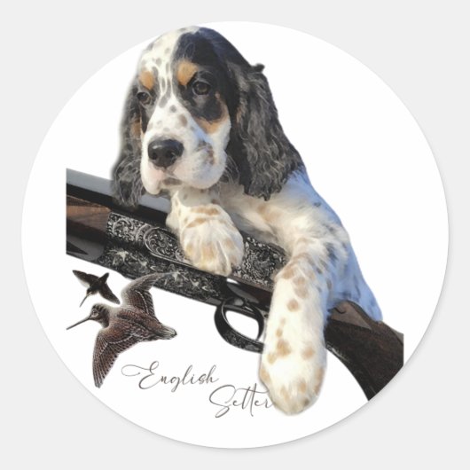 Engelse Setter, schattige puppy Ronde Sticker (Voorkant)