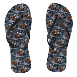 Engelse Setter Sneeuw slee kerst decoratie Teenslippers