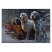Engelse Setter Snowy Sleigh Kerst Decor Snijplank (Voorkant)