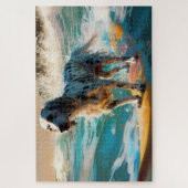 Engelse Setter Strand Surfen Schilderij Legpuzzel (Verticaal)