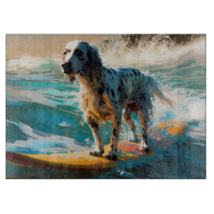 Engelse Setter Strand Surfen Schilderij Snijplank