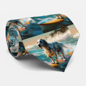 Engelse Setter Strand Surfing Schilderij Stropdas (Opgerold)