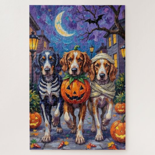 Engelse Setter Trick-or-Treating Halloween kostuum Legpuzzel (Verticaal)