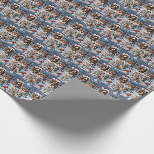 Engelse Setter Winter Wonderland Christmas Joy Cadeaupapier (Hoek)
