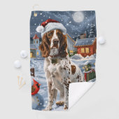 Engelse Setter Winter Wonderland Christmas Joy Golfhanddoek (Insitu)