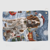 Engelse Setter Winter Wonderland Christmas Joy Golfhanddoek (Horizontaal)