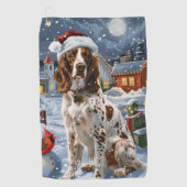 Engelse Setter Winter Wonderland Christmas Joy Golfhanddoek (Voorkant)