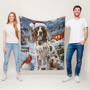 Engelse Setter Winter Wonderland Kerstvreugde Fleece Deken