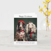 Engelse Setters in Kersttruien Kaart (Gele Bloem)