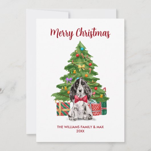 Engelse Spaniel Hond Familie Kerstmis Feestdagenkaart (Voorkant)