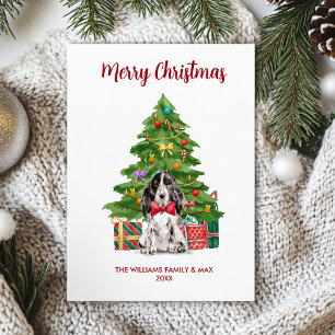 Engelse Spaniel Hond Familie Kerstmis Feestdagenkaart