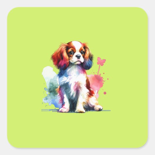 Engelse Speelgoed Spaniel Dog Vierkante Sticker (Voorkant)