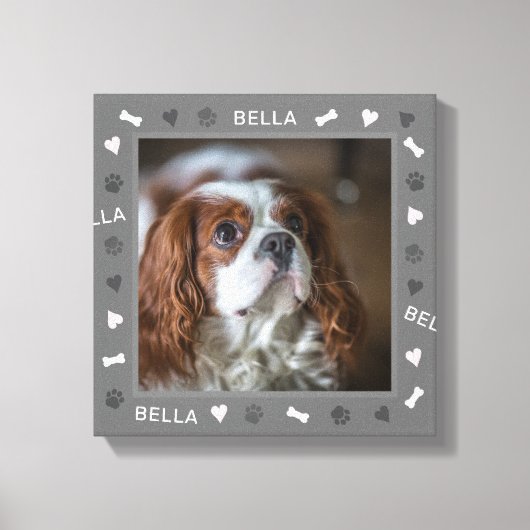 Engelse Speelgoed Spaniel Foto en Naam Canvas Afdruk (Voorkant)