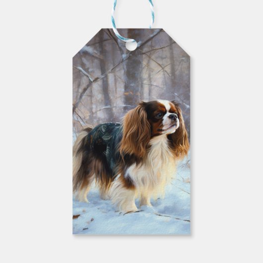 Engelse Speelgoed Spaniel Laat het sneeuwen Kerstm Cadeaulabel (Achterkant)