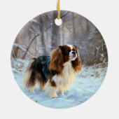 Engelse Speelgoed Spaniel Laat het sneeuwen Kerstm Keramisch Ornament (Achterkant)