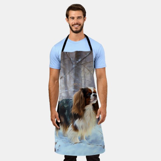 Engelse Speelgoed Spaniel Laat het sneeuwen Kerstm Schort (Gedragen)