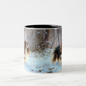 Engelse Speelgoed Spaniel Laat het sneeuwen Kerstm Tweekleurige Koffiemok (Center)