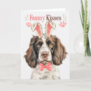Engelse Springer Dog in Bunny Ears voor Pasen Feestdagen Kaart