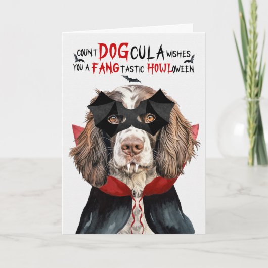 Engelse Springer Hond Grappig Count DOGcula Hallow Feestdagen Kaart (Voorkant)